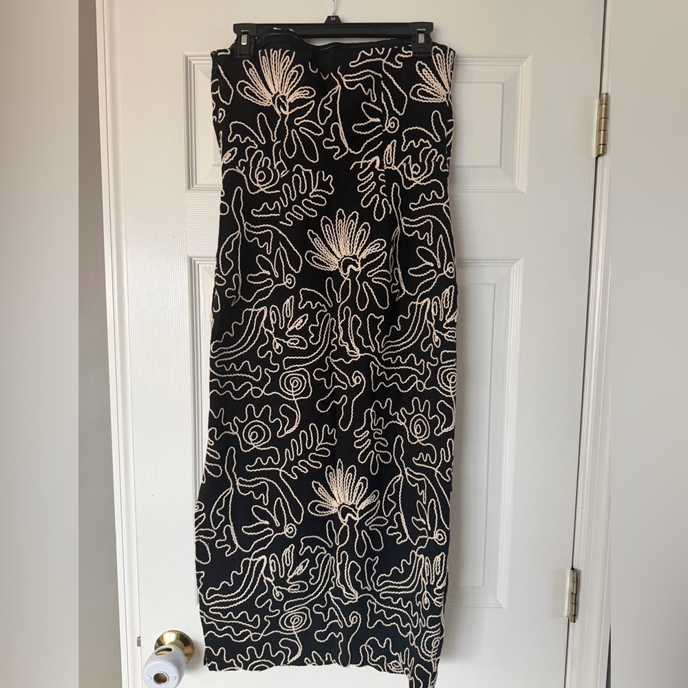 LOFT Women’s Black Dress w White Embroidery, Sz 2, NWT, Beach, Vacation - Picture 5 of 9